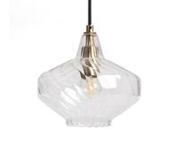 LEDKIA LIGHTING Lámpara Colgante Blas de Cristal Ámbar Ø200 mm | Lámpara de Techo Decorativa para Salón; Dormitorio o Comedor | Casquillo E14 para Iluminación Ambiental Elegante