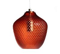 LEDKIA LIGHTING - Lámpara Colgante de Cristal y Metal | Pantalla Roja con Relieve en Diamante | Compatible con Bombillas E27 | Ideal para Interiores, Rojo, Cristal Red