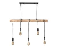 LEDKIA LIGHTING - Lámpara Colgante de Metal y Madera Yagis | Diseño Elegante | Compatible con Bombillas E27 | Uso Interior | Cable Ajustable, Negro