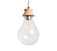 LEDKIA LIGHTING - Lámpara Colgante Kathu Bumbieris | Diseño Elegante | Madera y Cristal | Compatible con Bombilla LED E27 | Cable Ajustable | Ideal para Hogar y Negocio, Natural