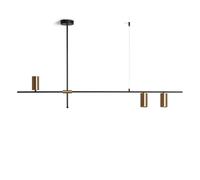 LEDKIA LIGHTING - Lámpara Colgante Lineal Metal Auzoa | Soporte GU10 | Iluminación Elegante y Original | Acabado Dorado y Negro | 3 Pantallas Cilíndricas, Dorado