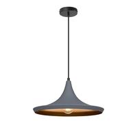 LEDKIA LIGHTING - Lámpara Colgante Metal Presley | Diseño Estilo Kasa Japonés | Regulable en Altura | Compatible con Bombillas E27 Ø250mm | Acabado Negro o Dorado, Gris, Aluminio