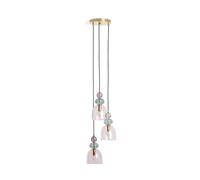 LEDKIA LIGHTING - Lámpara Colgante Metal y Cristal Tri Baudelaire | Diseño Vintage | Compatible con Bombillas E14 | Ideal para Salón y Dormitorio | Cable Ajustable, Rosa
