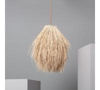 LEDKIA LIGHTING - Lámpara Colgante Ratán Kathu Manyoya | Diseño Natural y Elegante | Compatible con Bombilla LED E27 | Uso Interior | Cable Ajustable, Natural