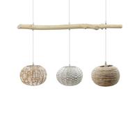 LEDKIA LIGHTING - Lámpara Colgante Ratán y Madera Linfen | Diseño Boho-Chic | Compatible con Bombillas E27 | Cable y Altura Ajustables | IP20 Interior, Color Natural