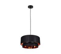 LEDKIA LIGHTING - Lámpara Colgante Textil Reflect Duo | Diseño Moderno y Elegante | Ajustable en Altura | Compatible con Bombilla E27 | Uso Versátil en Hogar y Oficina, Negro, Textil