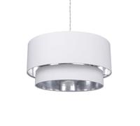 LEDKIA LIGHTING - Lámpara Colgante Textil Reflect Duo | Diseño Moderno y Elegante | Ajustable en Altura | Compatible con Bombilla E27 | Uso Versátil en Hogar y Oficina, Blanco
