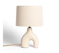 LEDKIA LIGHTING - Lámpara de Mesa Decorativa | Base de Cerámica Elegante | Pantalla de Lino Acogedora | Compatible con Bombillas E27 | Diseño Minimalista, Negro, Cerámica Beige