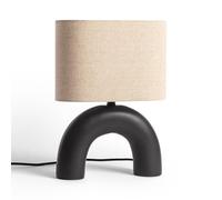 LEDKIA LIGHTING - Lámpara de Mesa Decorativa | Base de Cerámica y Pantalla de Tela | Iluminación Máxima 40W | Uso Interior IP20 | Dimensiones Compactas, Negro