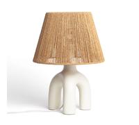 LEDKIA LIGHTING - Lámpara de Mesa Otilia | Resina y Papel Trenzado | Diseño Elegante para Salón y Dormitorio | Potencia Máx. 40W | IP20 Interior, Blanco