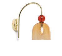 LEDKIA LIGHTING - Lámpara de Pared Baudelaire | Diseño Elegante Vintage | Compatible con Bombilla E14 | Cristal y Metal Duradero | Ideal para Salón y Dormitorio, Rosa, Cristal Amber