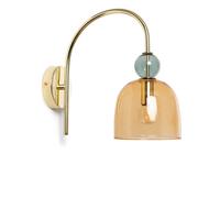 LEDKIA LIGHTING - Lámpara de Pared Baudelaire | Diseño Elegante Vintage | Compatible con Bombilla E14 | Cristal y Metal Duradero | Ideal para Salón y Dormitorio, Rosa, Cristal Amber/green