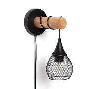 LEDKIA LIGHTING Lámpara de Pared de Madera y Metal Monah Negro E27