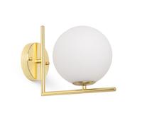 LEDKIA LIGHTING - Lámpara de Pared Moonlight | Diseño Elegante | Metal y Cristal | Compatible con Bombilla LED E14 | Ideal para Salón, Dormitorio, Restaurante, Dorado, Metal Golden