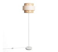 LEDKIA LIGHTING - Lámpara de Pie Amaia | Estructura de Metal Estable | Pantalla de Tela Suave | Ajustable y Ergonómica | Ideal para Salón y Dormitorio, Beige, Ratán Beige