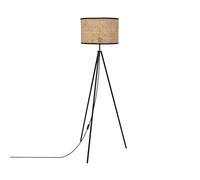 LEDKIA LIGHTING - Lámpara de Pie Ratán Huela | Diseño Rústico y Elegante | Compatible con Bombillas LED E27 | Para Salón, Dormitorio | Altura 1450 mm, Natural, Metal
