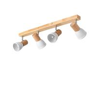LEDKIA LIGHTING - Lámpara de Techo Madera y Metal 4 Focos Tautau | Diseño Retro Elegante | Compatible con Bombillas LED E14 | Uso Versátil en Interiores, Blanco