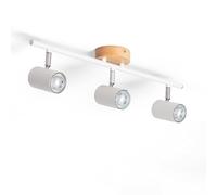 LEDKIA LIGHTING Lámpara de Techo Orientable Madera 3 Focos Olmo Blanco GU10