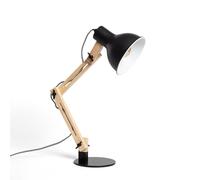 LEDKIA LIGHTING - Lámpara Flexo Escritorio Gratoh | Diseño Ajustable y Elegante | Compatible con Bombillas E27 hasta 40W | Fabricada en Madera y Acero, Negro Black