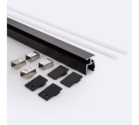 LEDKIA LIGHTING Perfil Aluminio Superficie Doble Cara 2m Negro para Tiras LED hasta 10 mm 2 m