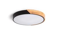 LEDKIA LIGHTING - Plafón LED 24W Circular Madera | CCT Seleccionable 2700K-6500K | Ø418 mm | Iluminación Constante 1800 lm | Instalación Sencilla, Negro, Metal