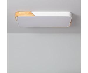 LEDKIA LIGHTING - Plafón LED 30W Rectangular | CCT Seleccionable (Blanco Cálido, Neutro, Frío) | Madera y Metal | Ideal para Cocina, Comedor, Habitación, Blanco