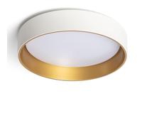 LEDKIA LIGHTING - Plafón LED para Cocina, Comedor, Habitación Circular 20W | Temperatura de Color Seleccionable CCT | 1600 lm | Eficiencia Energética| Blanco/Oro, Metal