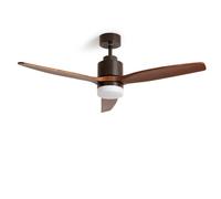 LEDKIA LIGHTING Ventilador de Techo con luz Silencioso DC Forest EVO Madera Oscura Mando + WIFI Grande (más de 20 m²) 132 cm Marrón Dark wood - brown Remote control