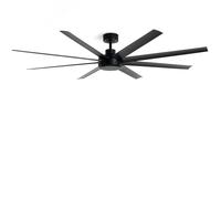 LEDKIA LIGHTING Ventilador de Techo Hidra Negro sin Luz, Motor DC Silencioso 43W, 8 Aspas, 6 Velocidades, 189 cm, 48 dB, Mando, Salón y Espacios Grandes