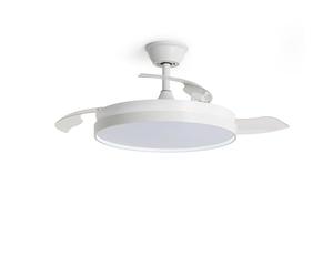 LEDKIA LIGHTING Ventilador de Techo Kaios Blanco 106 cm con Luz LED | CCT 2560 lm, Motor DC 30W Silencioso y Eficiente, Aspas Retráctiles, 6 Velocidades, Mando a Distancia