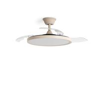 LEDKIA LIGHTING Ventilador de Techo Kleon Beige con Luz LED CCT 2560 lm, Motor DC 15W Silencioso y Eficiente, Aspas Retráctiles, 6 Velocidades, Mando a Distancia