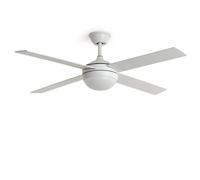 LEDKIA LIGHTING - Ventilador de Techo Navy Evo Níquel con Luz Integrada, Motor DC 30W Silencioso y Eficiente, 4 Aspas, 6 Velocidades, 132 cm, Mando a Distancia, Salón y Estancias Grandes >20 m² White