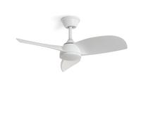 LEDKIA LIGHTING Ventilador de Techo Poros Evo Blanco con Luz LED CCT, Motor DC Silencioso 30W, Aspas Blancas, 6 Velocidades, 90 cm, 48 dB, Mando, Dormitorio y Salón Pequeño
