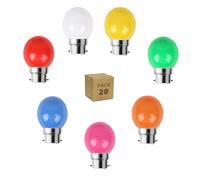 Ledkia Pack 20 Bombillas LED B22 3W 240 lm G45 Monocolor Rojo Yellow