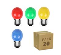 Ledkia Pack 20 Bombillas LED E27 3W 300 lm G45 4 Colores Multicolor Multicolor