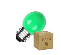 LEDKIA Pack 4 Bombillas LED E27 3W 300 lm G45 Verde Verde