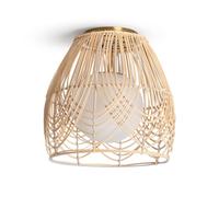 LEDKIA Plafón de Techo Ratán y Cristal Bagrat Natural | Ideal para Cocina, Comedor, Habitación