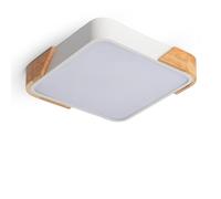 LEDKIA Plafón LED 18W Cuadrado Madera y Aluminio 325x325 mm CCT Seleccionab