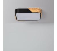 LEDKIA Plafón LED 18W Cuadrado Madera y Aluminio 325x325 mm CCT Seleccionab