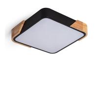 LEDKIA Plafón LED 18W Cuadrado Madera y Aluminio 325x325 mm CCT Seleccionab | Temperatura de Color Seleccionable CCT | Luz Regulable de 2700K a 6500K | Diseño en Metal y Madera