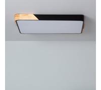 LEDKIA Plafón LED 30W Rectangular Madera y Aluminio 625x425 mm CCT Seleccio | Temperatura de Color Seleccionable | Dimensiones 625x425 mm | Iluminación 2400 lm | Negro; Metal; Madera