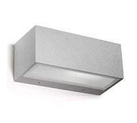 LEDS·C4 Aplique Exterior IP66 Resistente al Agua para Jardín, E27 15W, Diseño Moderno en Aluminio Gris, 90x220mm, Serie Nemesis