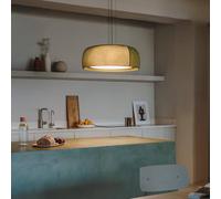 LEDS-C4 Lámpara colgante LED Gong, verde, 2.700 K, Ø 61,2 cm, tela