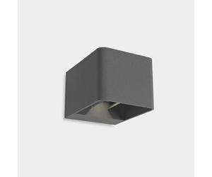 LEDS C4 Wilson: Lámpara de pared, 9 W, luz blanca cálida, 623 lúmenes, IP65, color gris