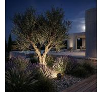 LedsC4: Foco LED para exteriores, 399 lúmenes, 3000K, aluminio y vidrio, acabado gris urbano. Iluminación moderna y resistente para jardines y terrazas