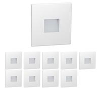 ledscom.de: 10 focos LED para escaleras/empotrables para paredes, aptos para interior y exterior, tipo downlight, de forma cuadrada, 85 x 85 mm, luz blanca fría