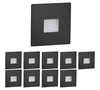 ledscom.de: 10 focos LED para escaleras/empotrados en pared, aptos para interior y exterior, tipo downlight, cuadrados, color , 85 x 85 mm, luz blanca cálida