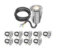 ledscom.de 10 luminarias LED empotradas en suelo GLOX para exteriores, IP67, aluminio, redondas, 35 mm de diámetro, blanco cálido, mate