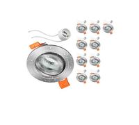ledscom.de 10 marcos empotrables para techo de baño ERID, aptos para ambientes húmedos, baño, IP44, redondos, orientables, aluminio mate, con casquillo GU10 incluido