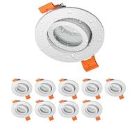 ledscom.de 10 marcos empotrables para techo de baño ERID, para ambientes húmedos, baño, IP44, redondos, orientables, blanco mate
